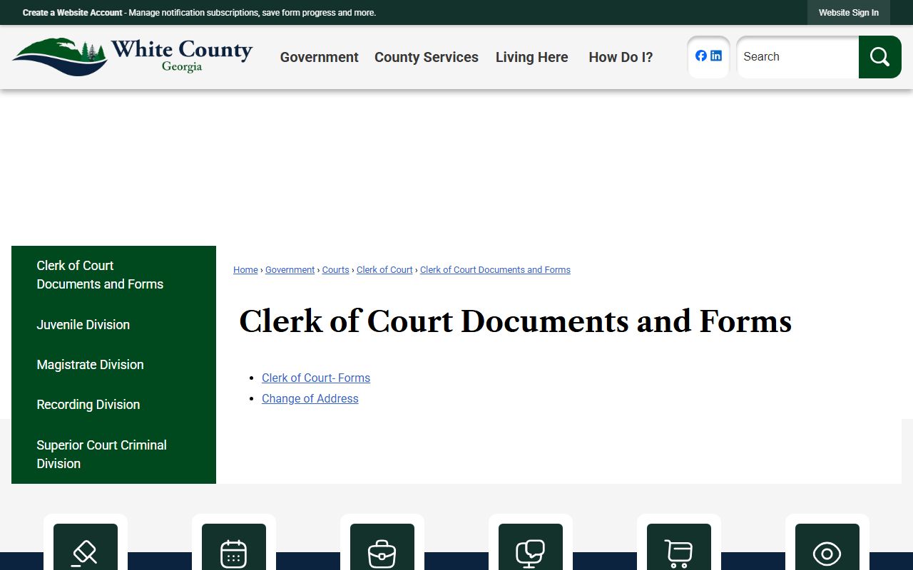 White County Clerk of Court documents and forms