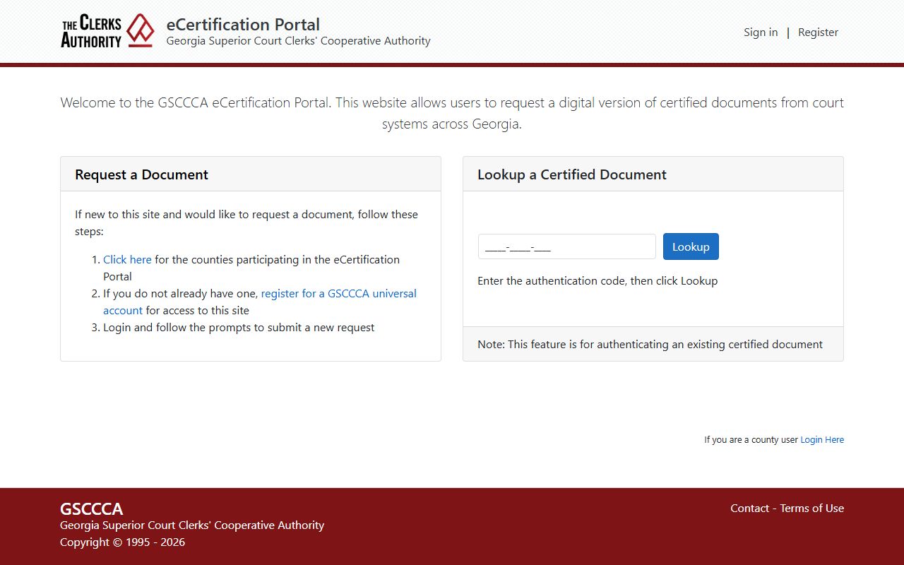 White County Clerk of Court eCert copy request portal