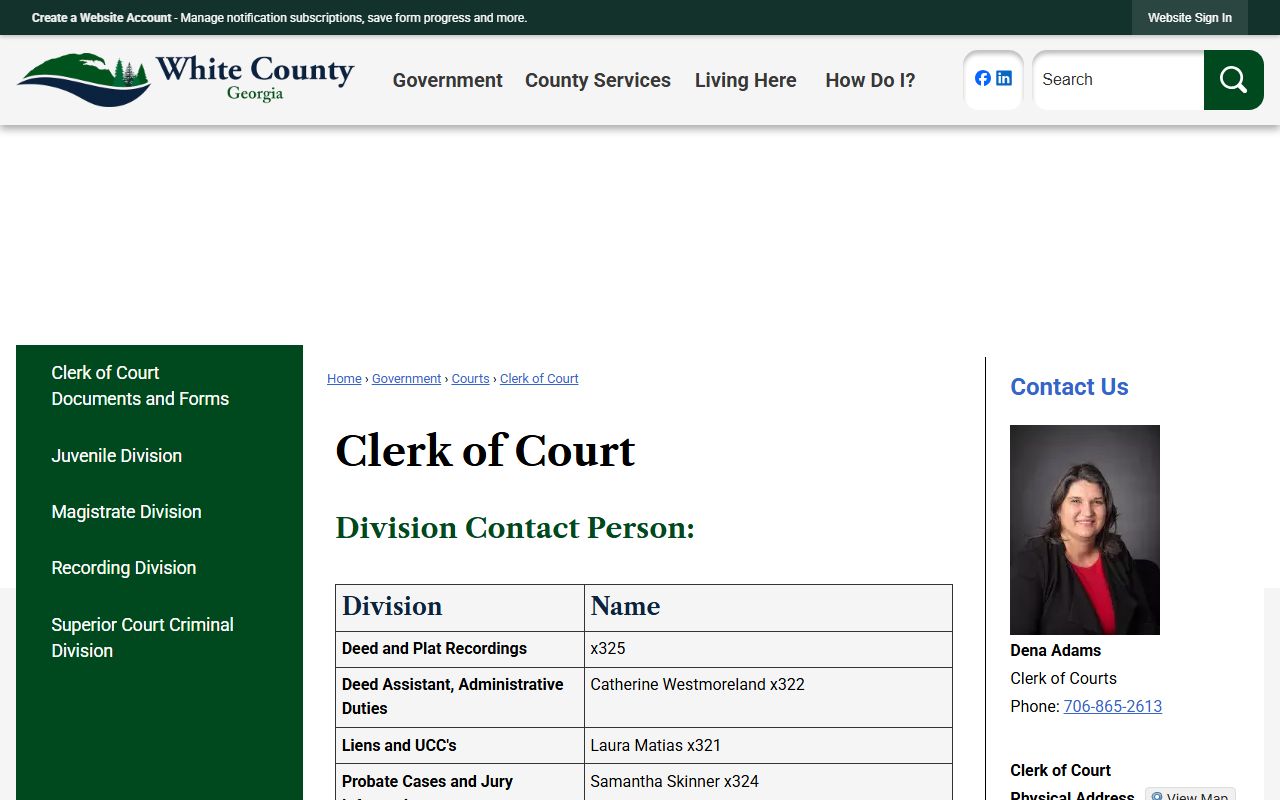 White County Clerk of Court records office page