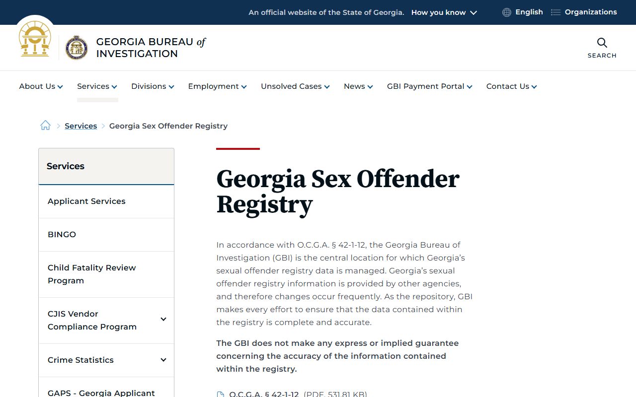 White County arrest records GBI sex offender registry information