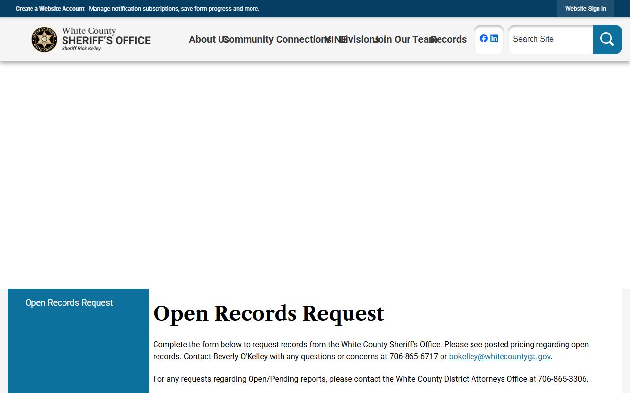 White County arrest records Sheriff's Office open records request