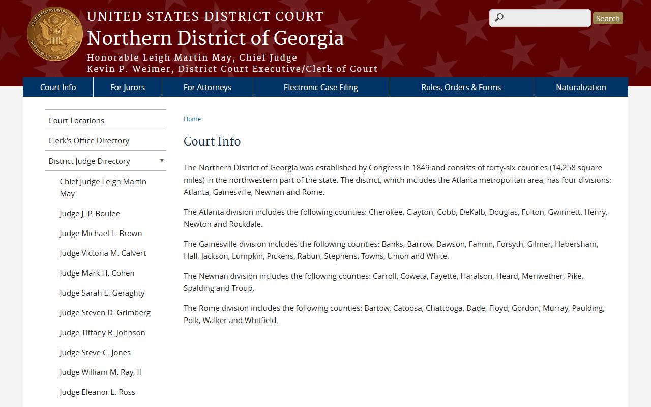 White County court dockets Northern District of Georgia court information