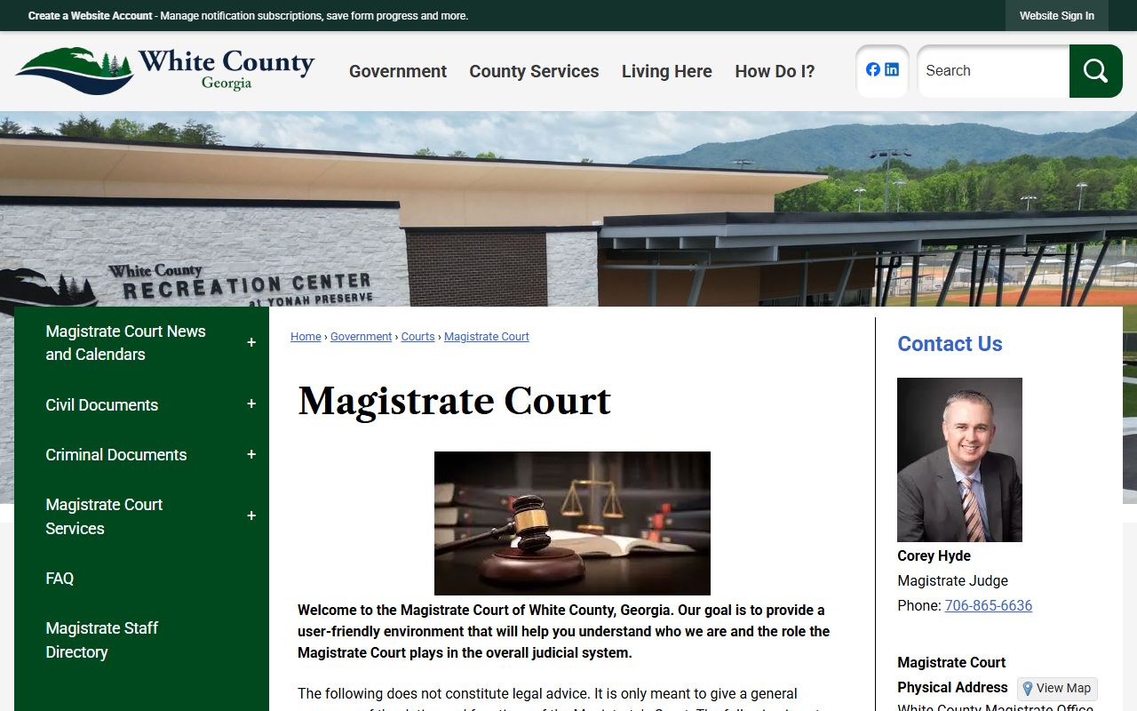 White County court dockets Magistrate Court page