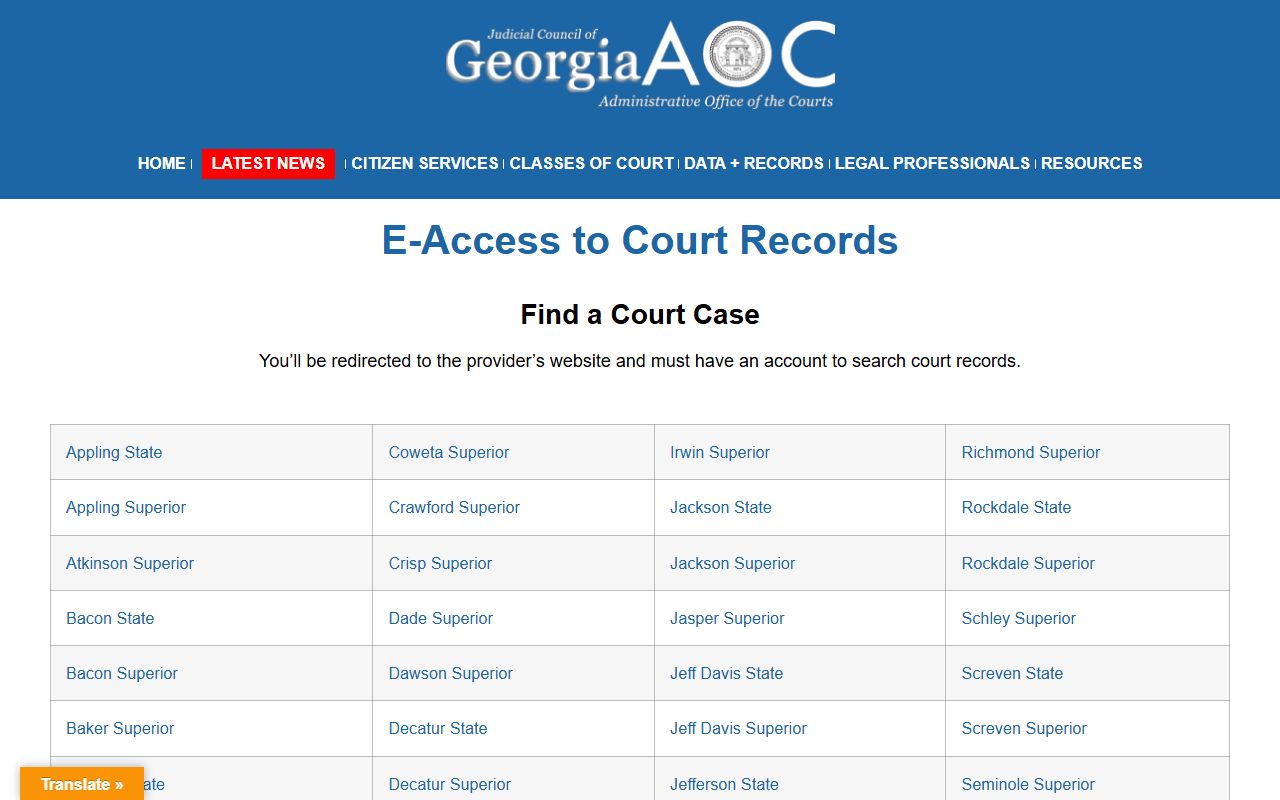 White County court records Georgia Courts e-access gateway
