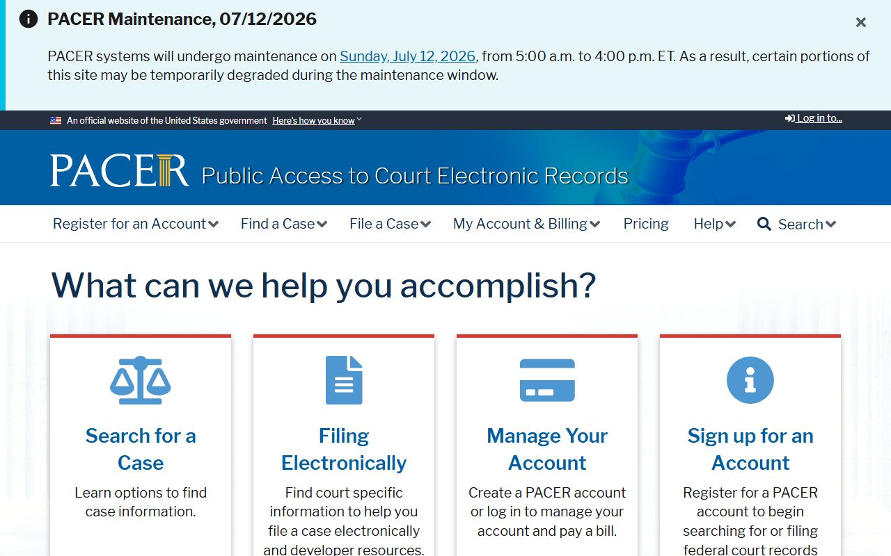 White County criminal court records PACER federal portal