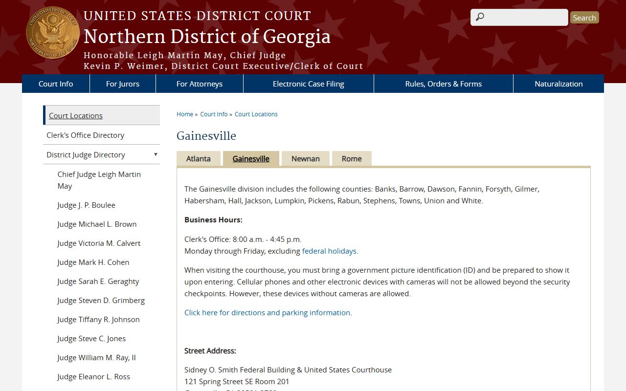 White County Superior Court records Gainesville federal courthouse reference