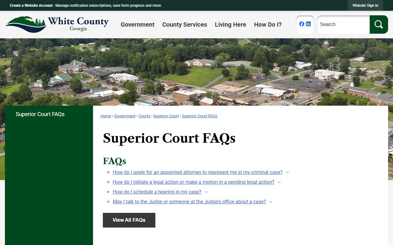 White County Superior Court records FAQ page