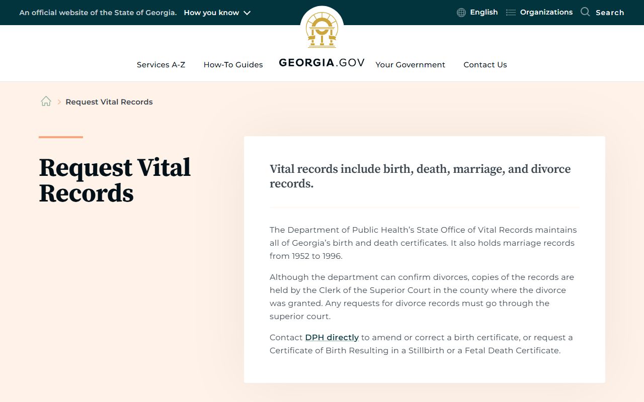 White County probate records Georgia vital records request guide