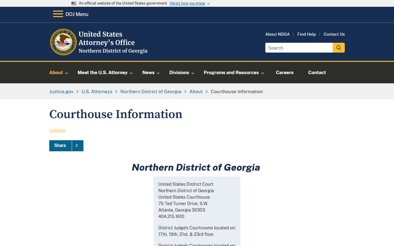 White County warrant records federal Northern District courthouse information